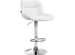 Sgabello Da Bar In Pelle Finta - Sgabello Di Design - Comfort Ergonomico, Regolabile In Altezza | Colore: Bianco | Colore Base: Cromo
