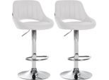 Set Con 2 Sgabelli Da Bar Regolabili - Sedute In Pelle Finta - Girevoli A 360° | Colore: Bianco | Materiale Base: Metallo Cromato
