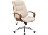 Sedia Da Ufficio Direzionale - Sedia In Pelle - Comfort Ergonomico, Design | Colore: Noce/Crema
