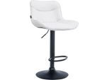 Sgabello Da Bar In Pelle Finta - Sgabello Di Design - Comfort Ergonomico, Regolabile In Altezza | Colore: Bianco | Colore Base: Nero