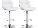 Set Di 2 Sgabelli Da Bar - Sgabello - Comfort Ergonomico, Regolabile In Altezza | Colore: Bianco | Colore Base: Cromo