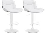 Set Di 2 Sgabelli Da Bar - Sgabello - Comfort Ergonomico, Regolabile In Altezza | Colore: Bianco | Colore Base: Bianco