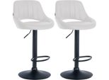 Set Con 2 Sgabelli Da Bar Regolabili - Sedute In Pelle Finta - Girevoli A 360° | Colore: Bianco | Materiale Del Telaio: Metallo Nero Opaco
