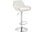 Sgabello Da Bar In Pelle Finta - Sgabello - Sedile Girevole A 360°, Regolabile In Altezza | Colore: Bianco | Colore Base: Cromo