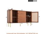 Cassettiera Sweiko A 2 Ante E 3 Cassetti, Cassettiera In Rattan Con Cassetto, Ripiano Regolabile, Per Soggiorno Camera Da Letto, Noce H90/B150/T40 Cm