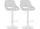 Set Con 2 Sgabelli Da Bar Regolabili - Sedute In Pelle Finta - Girevoli A 360° | Colore: Bianco | Materiale Base: Metallo Bianco Opaco