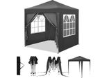 Gazebo Da Giardino - Pieghevole 2 X 2 M - Altezza Regolabile 2,32-2,40 M - 4 Pareti Laterali - Protezione Impermeabile E Uv - 210D Oxford - Borsa Per Il Trasporto - Giallo