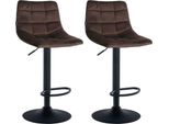 Set Di 2 Sgabelli Da Bar - Sgabelli Da Cucina - Seduta Regolabile Per Un Comfort Ottimale | Colore: Marrone | Colore Base: Nero