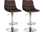 Set Di 2 Sgabelli Da Bar - Sgabelli Da Cucina - Seduta Regolabile Per Un Comfort Ottimale | Colore: Marrone | Colore Base: Cromo