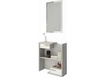 Dmora Mobile Da Ingresso Legionari 83X29X190H Cm Bianco, Specchio Incluso Un Ripiano