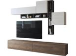 Dmora Parete Attrezzata Ippona 276X40X200H Cm Marrone Noce, 5 Ripiani Modulabile