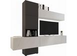 Dmora Parete Attrezzata Isola 240X50X196H Cm Nero Antracite, Ripiani Modulabile