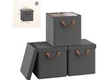 Contenitori Per Abiti - Contenitori In Tessuto Con Coperchio Set Da 3 - Pieghevoli - 26 L - Tessuto Non Tessuto - Rettangolari - Viola