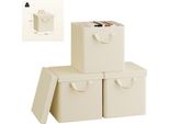 Contenitori Per Abiti - Contenitore Pieghevole In Tessuto Con Coperchio - Set Da 3 - 20 L - Tessuto Non Tessuto - Rettangolare - Giallo Chiaro