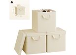 Contenitori Per Abiti - Contenitori Pieghevoli In Tessuto Con Coperchio - Set Da 3 Pezzi - 26 L Per Contenitore - Tessuto Non Tessuto - Rettangolari - Grigio Chiaro