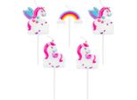 Candela Di Compleanno Unicorno Arcobaleno, Set Di Candele 5 Pz
