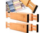 Edibazzar | Divisori Regolabili In Legno Per Cassetti, Set Da 4, Organizer Divisorio