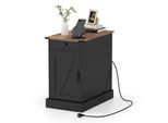 Tavolino Costway, Comodino Con Stazione Di Ricarica, Tavolino Con Piano D'appoggio, Cassetto, Vassoio E Mobiletto, Tavolino Da Divano Con Ripiano, Nero