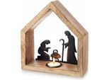Orion | Portacandele - Portacandele In Legno - 20X6X22 Cm - Per Tea Light - Motivo Presepe - Legno Di Mango