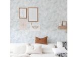 Carta Da Parati Adesiva In Vinile Foglie Tropicali Azzurro 50X300 Cm