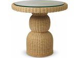Casa Padrino Tavolo Da Pranzo In Rattan Colori Naturali Ø 80 Cm - Mobili Da Pranzo In Rattan