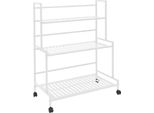 Soprammobile In Metallo - Scaffale A 3 Ripiani - Per Giardino, Balcone E Terrazza - Interno/Esterno - Facile Da Montare - Bianco