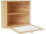 Portapane - Contenitore Per Pane A 2 Scomparti - Grande Capienza - Design Triangolare - Finestra Trasparente - Per Piano Di Lavoro Della Cucina - Legno Naturale Beige