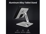 Supporto Regolabile Per Cellulare/Tablet In Lega Di Alluminio, Supporto Pieghevole Portatile Con Base In Silicone Antiscivolo E Stabile, Grigio