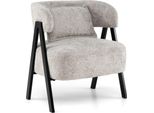 Poltrona Costway, Poltrona Lounge In Pelliccia Sintetica Con Cuscino Lombare E Gambe In Metallo, Poltrona Imbottita Con Portata Massima 150 Kg, Comoda Sedia Imbottita, Grigia