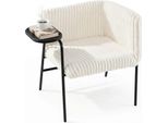Poltrona Costway Con Vassoio, Poltrona Lounge Con Braccioli E Gambe In Metallo, Poltrona Imbottita, Poltrona Relax In Tessuto, Divano Singolo, Beige E Nero