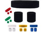 Jumada's - Set Composto Da Fascia Frontale E 2 Braccialetti I Fasce Antisudore I Fasce Sportive I Blu Scuro I Ideali Per Controllare Il Sudore Sulla Testa E Sui Polsi
