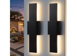 Rosikey Set Di 2 Moderne Lampade Da Parete A Led Per Esterni - 40 Cm Nero IP65 - 3000K Bianco Caldo Set Di Lampade Da Parete Per Esterni