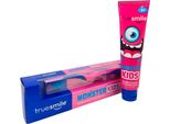 Truesmile | Dentifricio - 75 Ml - Monster Kids - Bubble Gum - Con Fluoro - Per Bambini A Partire Dai 3 Anni - Spazzolino Incluso Nel Set