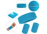 Jumada's - Set Di Fasce Antisudore - Fascia Per La Fronte + 2 Braccialetti - Blu - Blu Acqua - Blu Chiaro