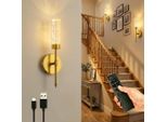 Rosikey Lampada Da Parete A Led Senza Fili - Lampada Da Parete Ricaricabile Con Telecomando - Lampada Da Corridoio Dimmerabile Oro Set Da 1