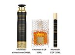 Set Khamrah 3 Pezzi: Khamrah Eau De Parfum 50 Ml Unisex + Lattafa Airfreshener 300 Ml + Khamrah 35 Ml Eau De Parfum Aprizo