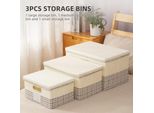 3 Contenitori Con Coperchio, Scatole Pieghevoli In Cotone E Lino, Organizer Pieghevole Per Armadio, Copertura Per Casa, Camera Da Letto, B