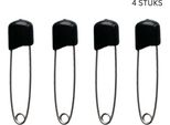 Spille Da Balia Jumada (4 Pezzi) Con Cappuccio Protettivo – Nero – 5,4 Cm – Spille Da Balia Per Pannolini Di Stoffa – Spille Da Balia Per Neonati – Sicurezza Per Neonati.