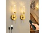 Rosikey Lampada Da Parete A Led Senza Fili - Lampada Da Parete Ricaricabile Con Telecomando - Lampada Da Corridoio Dimmerabile Oro Set Da 2