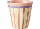 Tazza In Melamina Rice - Motivo A Strisce Rosse Crema 250 Ml