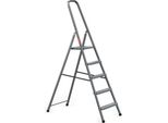 Edilizia | Scala In Acciaio - 5 Gradini - Grigio - Altezza Di Lavoro 3 M - Peso 6,1 Kg