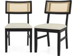 Costway Set Di 2 Sedie Da Sala Da Pranzo In Rattan, Sedie Da Cucina In Legno, Sedie Da Tavolo Da Pranzo Con Seduta Imbottita, Sedie In Legno Fino A 180 Kg Per Sala Da Pranzo, Cucina