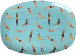 Piatto Rettangolare In Melamina Rice - Motivo Nuotatore Turchese 30 X 22 Cm