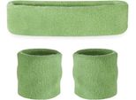 Jumada's - Set Di Fasce Antisudore - 3 Pezzi - 1 Fascia Per La Testa E 2 Fasce Per I Polsi - Verde Muschio - Verde