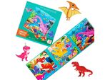 Habarri | Puzzle Magnetici - Veicoli Da Costruzione - Motivo Dinosauri - Livello 3 - Puzzle Magnetici Da 3 Anni - Gioco Magnetico - Gioco Da Viaggio