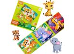 Habarri | Puzzle Magnetici - Veicoli Da Costruzione - Motivo Tigre, Elefante, Giraffa - Livello 1 - Puzzle Magnetici Da 3 Anni - Gioco Magnetico - Gioco Da Viaggio