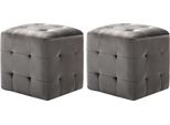 The Living Store Pouf 2 Pezzi Grigio 30X30X30 Cm In Tessuto Di Velluto