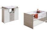 Babymöbel-Set HOME AFFAIRE Geert, Baby, Gr. mit Flachgitter, B/H: 70cm x 140cm,mit Flachgitter, grau (ulme silber, grau nb, weiß), Holzwerkstoff, Massivholz, Schlafzimmermöbel-Sets Babymöbel-Set, mit Kinderbett und Wickelkommode; Made in Germany