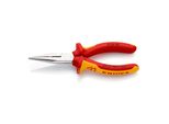Knipex 25 06 160 Flachrundzange Mit Schneide (Radiozange) Isoliert Mit Mehrkomponenten-HüLlen, Vde-GeprüFt Verchromt 160 Mm)