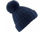 Beechfield Berretto Unisex In Maglia Verbier, Per Adulti, Con Pompon In Pelliccia Sintetica RW5804 (Taglia Unica) (Blu Navy)